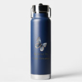 Weiße Blaue Creme Schmetterling   Trinkflasche (Vorderseite)