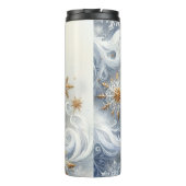 WEISSE BLAUE GOLD SILVER ABSTRAKTE WINTERSCHNEE THERMOSBECHER (Rückseite)