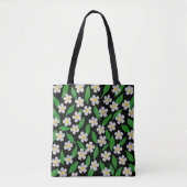 Weiße Blaue Grüne Wildblumen  Tasche (Vorderseite)