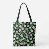 Weiße Blaue Grüne Wildblumen  Tasche (Rückseite)