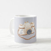 Weiße Blaue Kamera Kaffeetasse (Vorderseite Links)