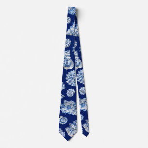Weiße blaue Muschelschalen Krawatte