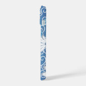 Weiße blaue Punkte Daisy Blume Blumenmuster iPhone 15 Hülle (Linke Seite)