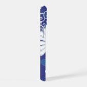 Weiße blaue Punkte Daisy Blume Blumenmuster iPhone 15 Hülle (Rechte Seite)