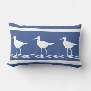 Weiße blaue Sandfänger auf weißem PILLOW Lendenkissen