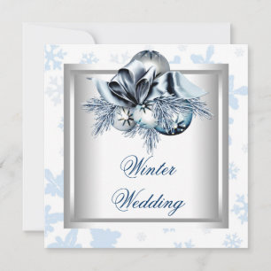 Weiße blaue Schneeflocke Blaue Winterhochzeit Einladung