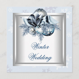 Weiße Blaue Schneeflocke Blaue Winterhochzeit Einladung