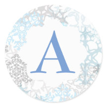 Weiße/blaue Schneeflocken - Circle Sticker