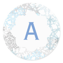 Weiße/blaue Schneeflocken - Circle Sticker