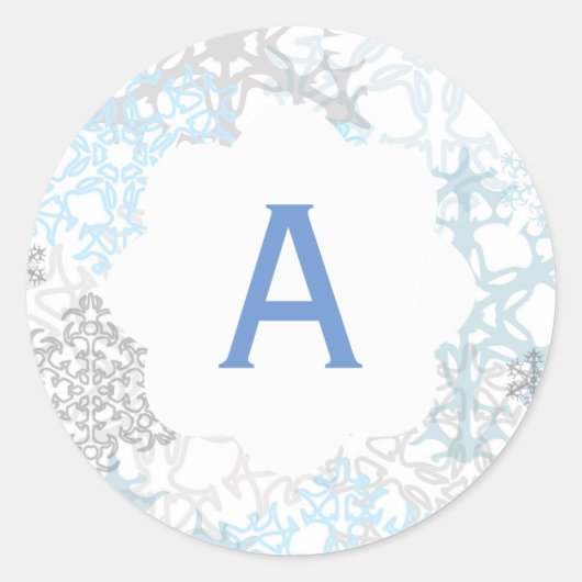 Weiße/blaue Schneeflocken - Circle Sticker (Vorderseite)