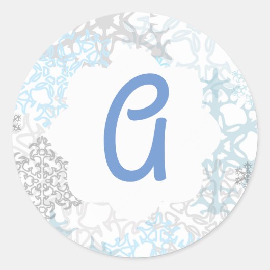 Weiße/blaue Schneeflocken - Circle Sticker (Vorderseite)