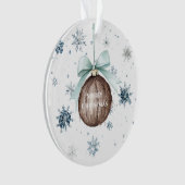 Weiße blaue Schneeflocken Weihnachts-Kokosnuss-Sch Ornament (Vorderseite)
