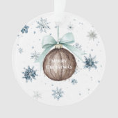 Weiße blaue Schneeflocken Weihnachts-Kokosnuss-Sch Ornament (Vorderseite)