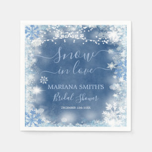Weiße blaue staubige Schneeflocke Brautparty Papie Serviette