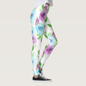 Weiße blaue und lila Blume Leggings (Rechts)