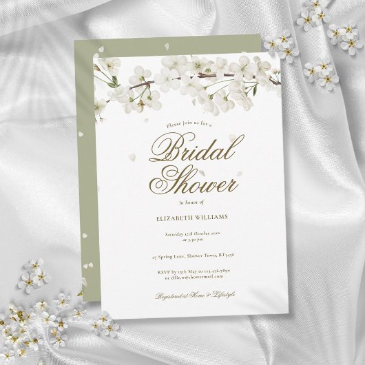 Weiße Blossom Blumen Elegante Modernes Brautparty Einladung