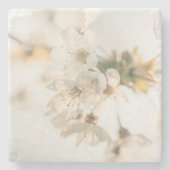 Weiße Blossom Nature Foto Steinuntersetzer (Vorderseite)