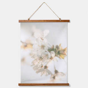 Weiße Blossom Nature Foto Wandteppich Mit Holzrahmen