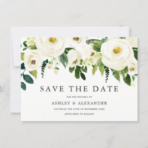 Weiße blühende Blume Elegante Alle Jahreszeiten Save The Date