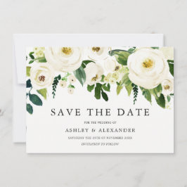 Weiße blühende Blume Elegante Alle Jahreszeiten Save The Date