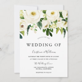 Weiße blühende Blume Elegante Hochzeit Einladung