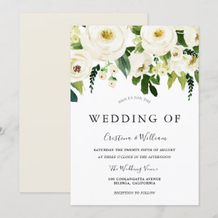 Weiße blühende Blume Elegante Hochzeit Einladung