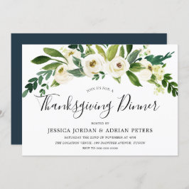 Weiße blühende Blume Erntedank Abendessen Einladung