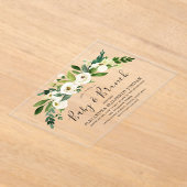 Weiße blühende Blume Kinderdusche und Brunch Acryleinladungen (Ablage )