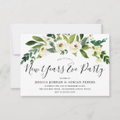 Weiße blühende Blume Silvester Party Einladung (Vorderseite)