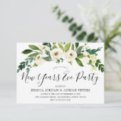 Weiße blühende Blume Silvester Party Einladung (Stehend Vorderseite)