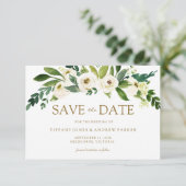 Weiße blühende Blumen Save The Date Einladung (Stehend Vorderseite)