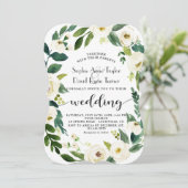 Weiße blühende Blütenhandschrift Einladung (Stehend Vorderseite)