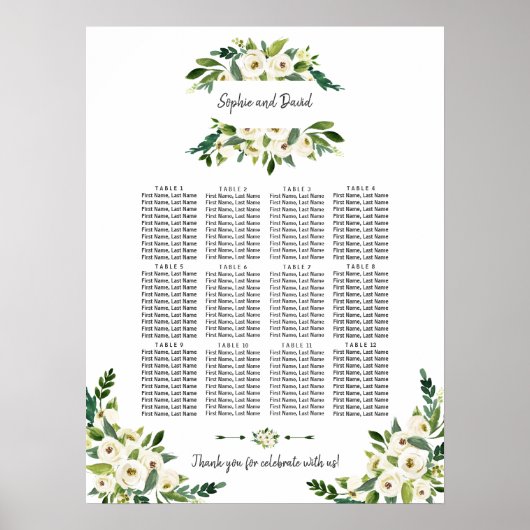 Weiße blühende Blütenhandschrift Poster (Vorne)