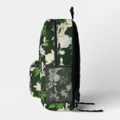 Weiße Blume 1 dunkelgrüner Hintergrund Bedruckter Rucksack (Rechts)