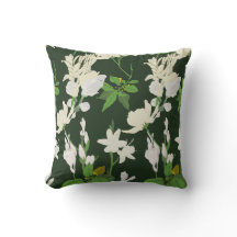Weiße Blume 1 dunkelgrünes Rückenkissen