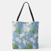 Weiße Blume 1 hellblau Tasche (Rückseite)