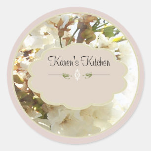 weiße Blume 2 Gewürzkleber Runder Aufkleber