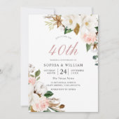 Weiße Blume 40. Hochzeitstag Einladung (Vorderseite)