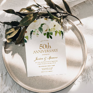 Weiße Blume 50. Hochzeitstag Einladung