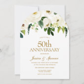 Weiße Blume 50. Hochzeitstag Einladung (Vorderseite)