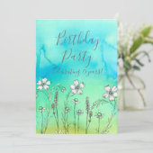 Weiße Blume 75. Geburtstagsparty Einladung (Stehend Vorderseite)