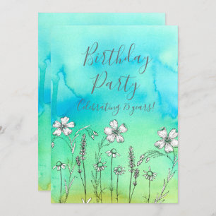 Weiße Blume 75. Geburtstagsparty Einladung