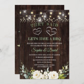 Weiße Blume alter Stall nach Hochzeitstag GRILLEN Einladung (Vorne/Hinten)