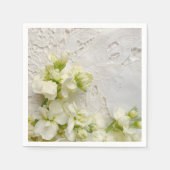 Weiße Blume an altem Rand Serviette (Vorderseite)
