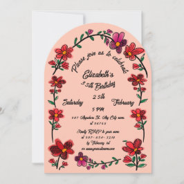 Weiße Blume an der Grenze 35. Geburtstagsparty Einladung