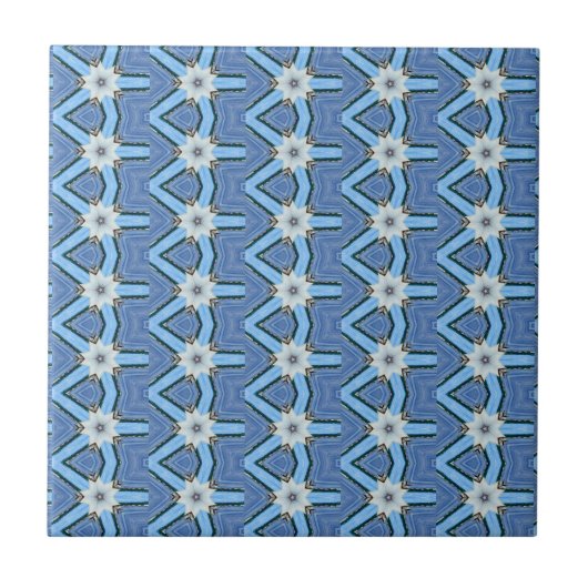 weiße Blume auf blauem Kachel (Vorderseite)