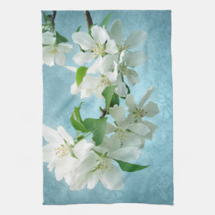 Weiße Blume auf Blue Sky Kitchen Geschirr Handtuch