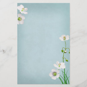 Weiße Blume auf Blue Wedding Briefpapier
