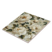 Weiße Blume auf cremefarbenem Hintergrund. Fliese (Seite)