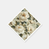 Weiße Blume auf cremefarbenem Hintergrund. Serviette (Ecke)